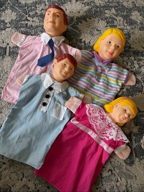 Vintage 90s family learning, resource resources Kids Hand Puppets - Set of 4